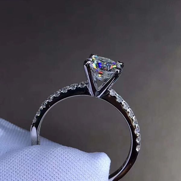 925 sterling silver 1ct 2ct 3ct round brilliant cut moissanite ring lab diamond wedding engagement jewelry four prong cj191205, Slivery;golden
925 sterling silver 1ct 2ct 3ct round brilliant cut moissanite ring lab diamond wedding engagement jewelry four prong cj191205, Slivery;golden