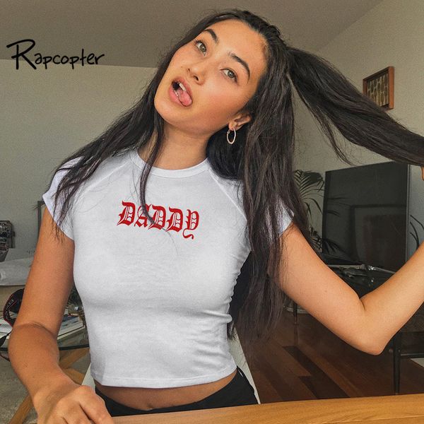rapcopter 2020 women fashion white daddy print t shirt summer cotton short sleeve o-neck tshirt slim waist streetwear crop top
rapcopter 2020 women fashion white daddy print t shirt summer cotton short sleeve o-neck tshirt slim waist streetwear crop top