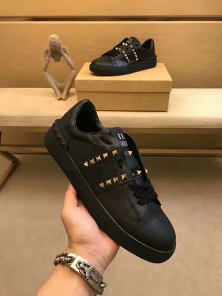 new arrival brand 2019 men's loafers spikes men handmade shoes fashion prom and wedding plus size, Black