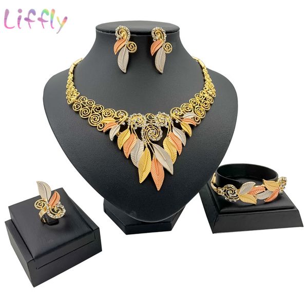 bohemian jewelry sets beautiful two-color leaf large v-neck african nigerian female wedding necklace earrings ring bracelet, Silver
bohemian jewelry sets beautiful two-color leaf large v-neck african nigerian female wedding necklace earrings ring bracelet, Silver
