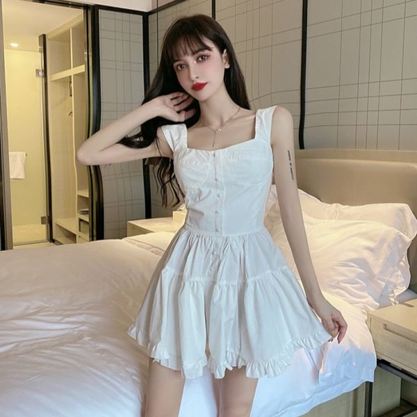 fashion age-reducing sling puff ruffle skirt waist slimming hepburn style small salt sweet dress women, White;black
fashion age-reducing sling puff ruffle skirt waist slimming hepburn style small salt sweet dress women, White;black