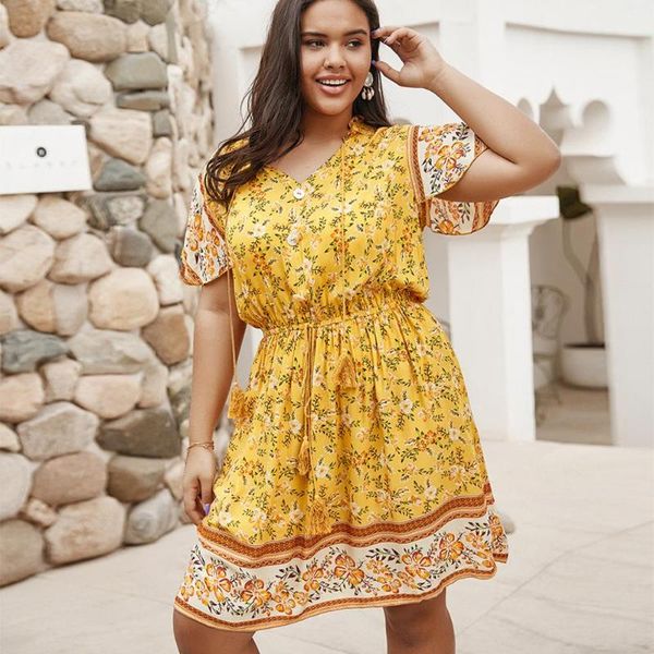casual dresses plus size 4xl floral printed ruffles midi dress women summer v neck tie waist botton front colorblocking rayon, Black;gray
casual dresses plus size 4xl floral printed ruffles midi dress women summer v neck tie waist botton front colorblocking rayon, Black;gray