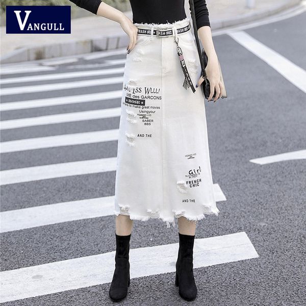 vangull women's hole denim white skirt high waist a-line plus size female long bottoms spring autumn letter printed tassel skirt, Black
vangull women's hole denim white skirt high waist a-line plus size female long bottoms spring autumn letter printed tassel skirt, Black
