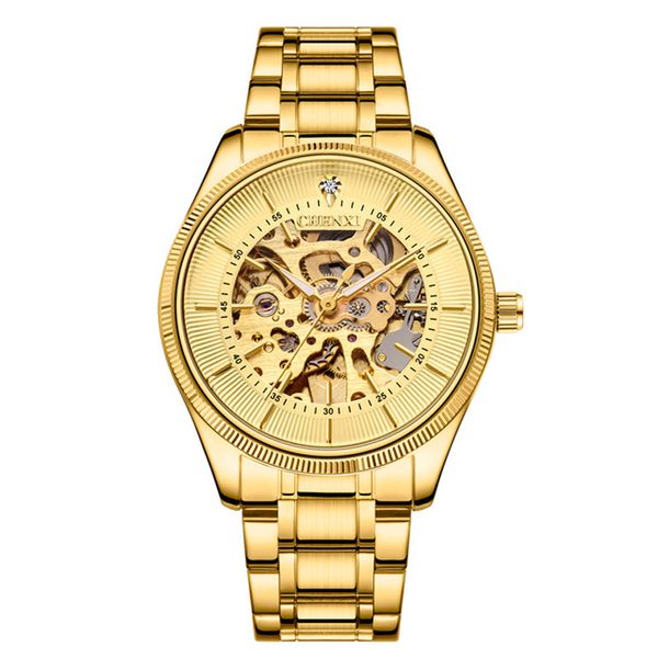 chenxi male business wristwatch skeleton dial automatic movement stainless steel buckle stainless steel buckle watches for men, Slivery;brown
chenxi male business wristwatch skeleton dial automatic movement stainless steel buckle stainless steel buckle watches for men, Slivery;brown