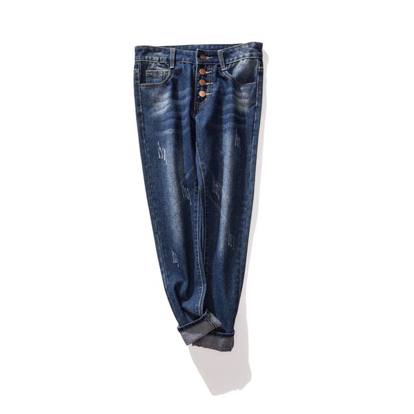 fat sister in large size dress in autumn of 2019, slim and worn out nine-minute pants with button-up jeans, Blue
fat sister in large size dress in autumn of 2019, slim and worn out nine-minute pants with button-up jeans, Blue