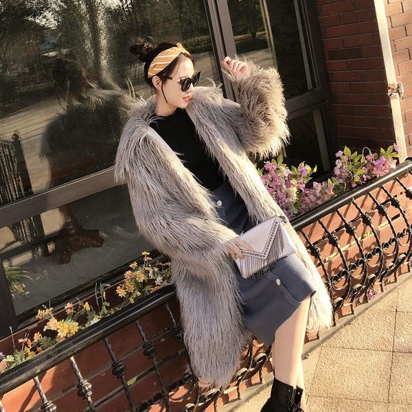 europe long grey faux fur coat women long sleeve fashion vintage jacket thick warm outerwear luxury streetwear winter clothes, Black
europe long grey faux fur coat women long sleeve fashion vintage jacket thick warm outerwear luxury streetwear winter clothes, Black