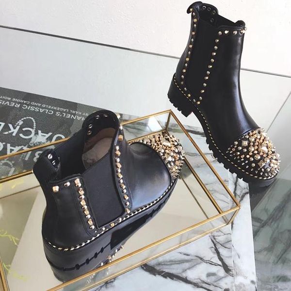 women ankle booties winter fashion women spikes flat boots red bottom shoe black genuine leather metal casual design boots size 35-43
women ankle booties winter fashion women spikes flat boots red bottom shoe black genuine leather metal casual design boots size 35-43