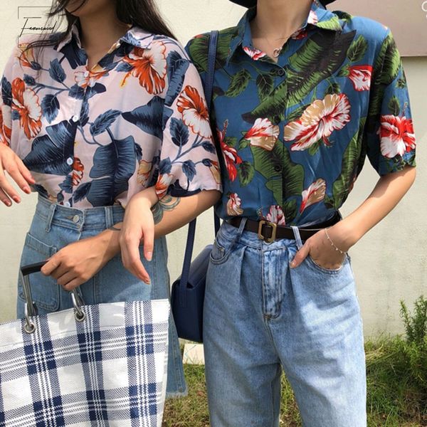 printed blouse women and vintage korean short sleeve casual blusas hawaiian beach female lady shirts, White
printed blouse women and vintage korean short sleeve casual blusas hawaiian beach female lady shirts, White