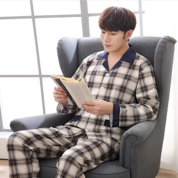 2 piece night suits men pyjama sets spring long sleeve plaid men pajama suit nightwear cotton soft casual pijama male sleepwear, Black;brown
2 piece night suits men pyjama sets spring long sleeve plaid men pajama suit nightwear cotton soft casual pijama male sleepwear, Black;brown