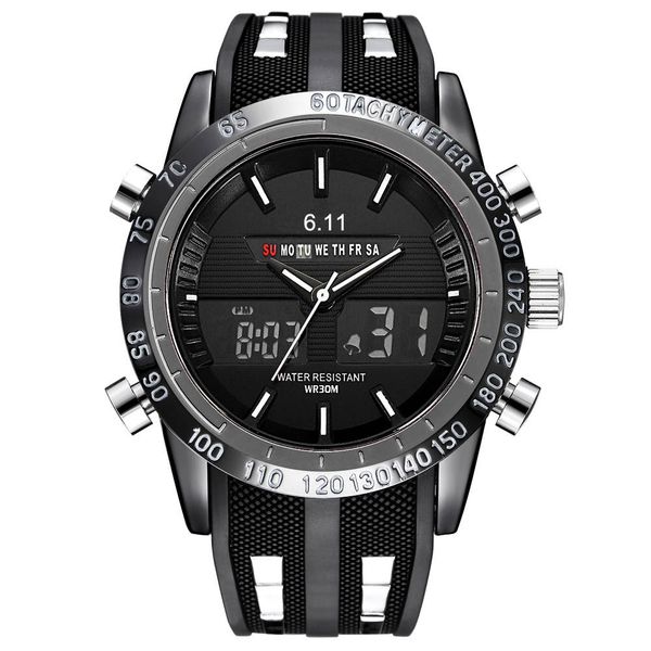 men's silica gel watch led double display quartz 30 meters waterproof business leisure sports watch, Slivery;brown
men's silica gel watch led double display quartz 30 meters waterproof business leisure sports watch, Slivery;brown