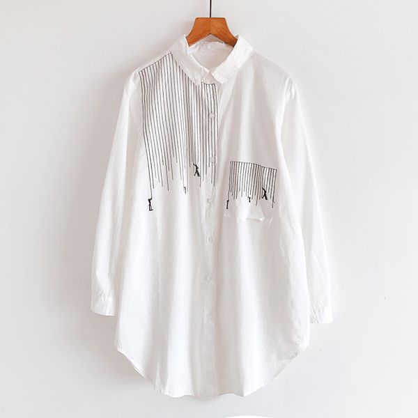 simple cotton cardigan spring new women's embroidered loose shirt women's long sleeve shirt top, White
simple cotton cardigan spring new women's embroidered loose shirt women's long sleeve shirt top, White