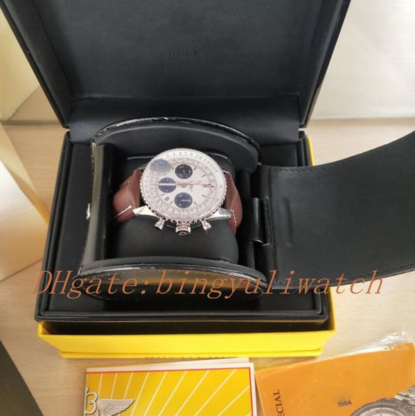 luxury factory new watch 43mm white face aviation timing 1 series eta 7750 mechanical movement chronograph fashion mens watches origina box, Slivery;brown
luxury factory new watch 43mm white face aviation timing 1 series eta 7750 mechanical movement chronograph fashion mens watches origina box, Slivery;brown
