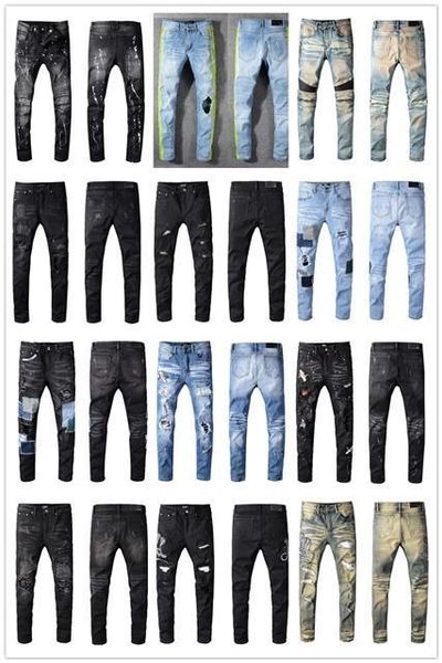 2019 new luxury brand designer men denim jeans fashion holes trousers pants amiri biker jeans rock revival jeans, Blue
2019 new luxury brand designer men denim jeans fashion holes trousers pants amiri biker jeans rock revival jeans, Blue