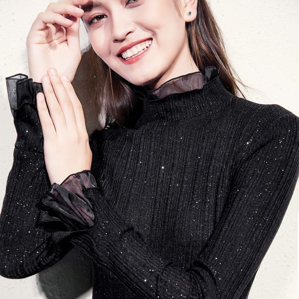 2019 new lotus leaf collar european and american style bottoming shirt female trumpet sleeves shirt fashion small sg28900, White
2019 new lotus leaf collar european and american style bottoming shirt female trumpet sleeves shirt fashion small sg28900, White