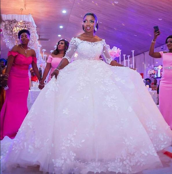 2018 new elegant off the shoulder a line wedding dresses sweetheart lace appliqued beaded 3/4 sleeves african arabic ball bridal gowns, White
2018 new elegant off the shoulder a line wedding dresses sweetheart lace appliqued beaded 3/4 sleeves african arabic ball bridal gowns, White