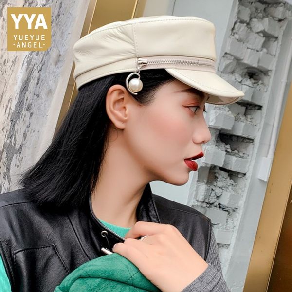 fashion women white sheepskin genuine leather hat zipper pearl flatcap beret casual beanie streetwear female bonnet, Blue;gray
fashion women white sheepskin genuine leather hat zipper pearl flatcap beret casual beanie streetwear female bonnet, Blue;gray
