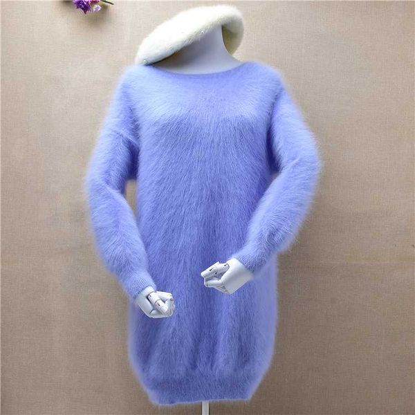 ladies woman winter fashion blue mink cashmere knitted medium long solid color pullover angora fur knitted jumper sweater dress, White;black
ladies woman winter fashion blue mink cashmere knitted medium long solid color pullover angora fur knitted jumper sweater dress, White;black