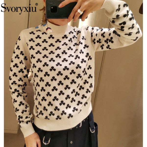svoryxiu designer high end cashmere wool knitting sweater women's long sleeve autumn winter fashion pullovers jumper female, White;black
svoryxiu designer high end cashmere wool knitting sweater women's long sleeve autumn winter fashion pullovers jumper female, White;black