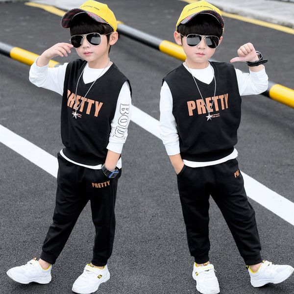 children's clothing boy suit autumn new big boy vest + sports long-sleeved sweater + loose sweatpants jacket coat three-piece, White
children's clothing boy suit autumn new big boy vest + sports long-sleeved sweater + loose sweatpants jacket coat three-piece, White