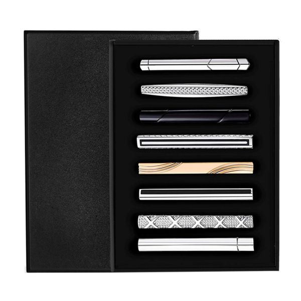 8pcs tie clips set for men tie bar clip set for regular ties necktie wedding business clips with box, color b: 8 pcs + a cl, Silver;golden
8pcs tie clips set for men tie bar clip set for regular ties necktie wedding business clips with box, color b: 8 pcs + a cl, Silver;golden
