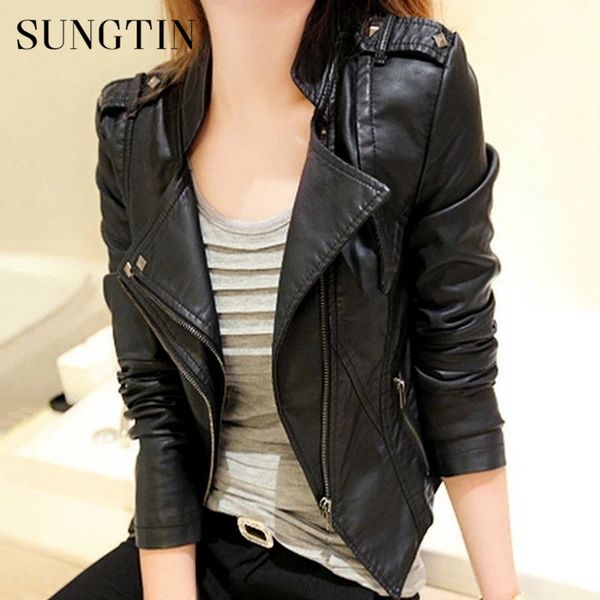 sungtin spring autumn women pu leather jackets short coat female fashion rivet cool punk faux leather jacket black outwear
sungtin spring autumn women pu leather jackets short coat female fashion rivet cool punk faux leather jacket black outwear