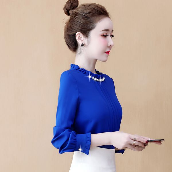 2019 new women shirts ruffles stand neck full sleeve chiffonading + blouse shirt green red blue velvet 1116, White
2019 new women shirts ruffles stand neck full sleeve chiffonading + blouse shirt green red blue velvet 1116, White