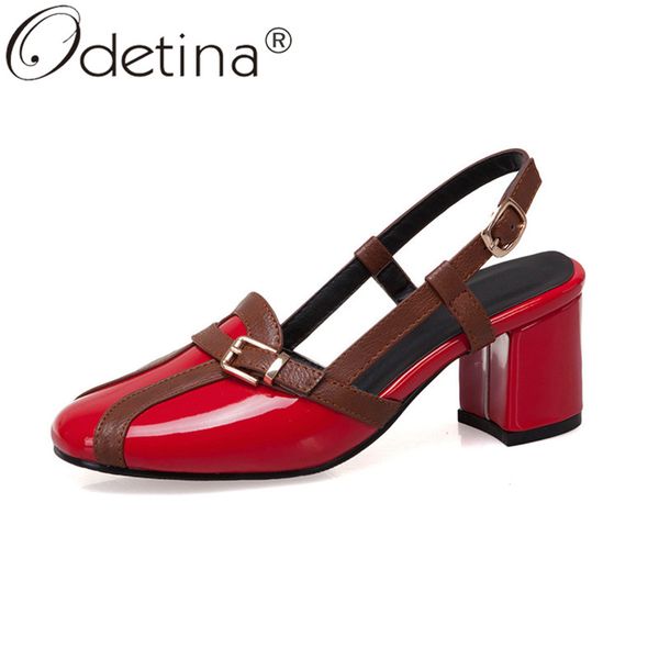 odetina women summer round toe block thick high heel casual pumps patent leather buckle strap slingbacks fashion pumps sandals, Black
odetina women summer round toe block thick high heel casual pumps patent leather buckle strap slingbacks fashion pumps sandals, Black