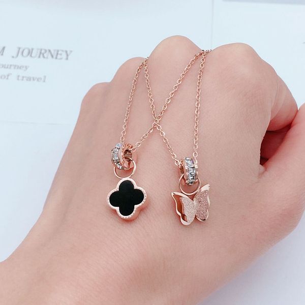 new titanium steel rose gold pendant necklace women wear wild accessories european american fashion butterfly zircon necklace clavicle chain, Silver
new titanium steel rose gold pendant necklace women wear wild accessories european american fashion butterfly zircon necklace clavicle chain, Silver