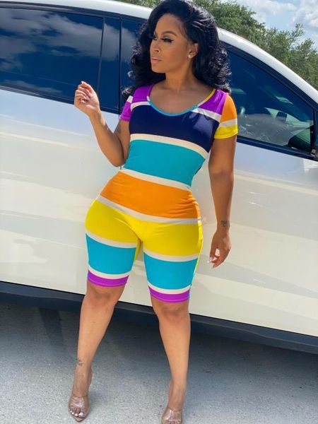 womens summer round neck colorful striped print back hollow out unique design short pants jumpsuits one piece rompers, Black;white
womens summer round neck colorful striped print back hollow out unique design short pants jumpsuits one piece rompers, Black;white