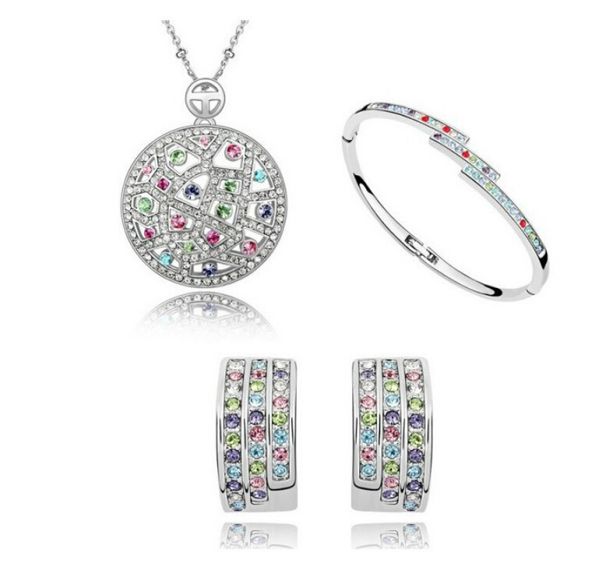 omh wholesale fashion 18 kt white gold austrian full of crystal jewelry sets multicolor necklace + earrings + bracelet tz176, Slivery;golden
omh wholesale fashion 18 kt white gold austrian full of crystal jewelry sets multicolor necklace + earrings + bracelet tz176, Slivery;golden