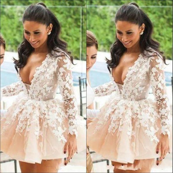 v neck short mini homecoming dresses 2020 long sleeve lace applique prom dress formal party evening gowns robe de soiree, Blue;pink
v neck short mini homecoming dresses 2020 long sleeve lace applique prom dress formal party evening gowns robe de soiree, Blue;pink