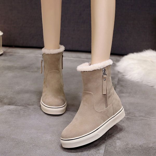 2019 new women snow boots women flat lace up winter platform ladies warm shoes flock women's suede ankle boots for, Black 
2019 new women snow boots women flat lace up winter platform ladies warm shoes flock women's suede ankle boots for, Black