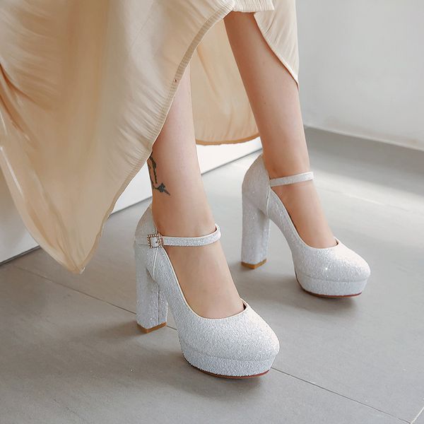 2019 white bridal wedding luxury shoes women designers gold silver platform mary jane super high heels pumps plus size, Black
2019 white bridal wedding luxury shoes women designers gold silver platform mary jane super high heels pumps plus size, Black