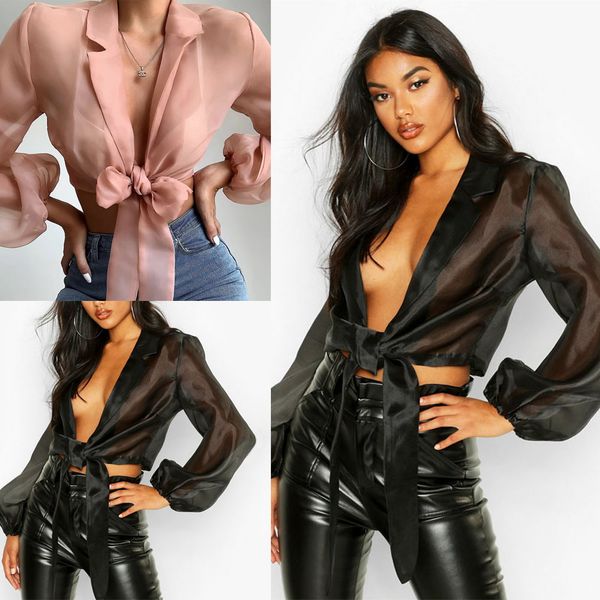 2019 fashion women ladies vintage sheer see-through shirt long sleeve bow tie lace-up blouse pink black club top, White
2019 fashion women ladies vintage sheer see-through shirt long sleeve bow tie lace-up blouse pink black club top, White