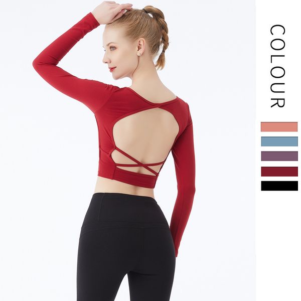 2020 new yoga t-shirt women's tight long sleeve sports yoga fitness running absorb sweat and expel dampness shirt, White;red 
2020 new yoga t-shirt women's tight long sleeve sports yoga fitness running absorb sweat and expel dampness shirt, White;red