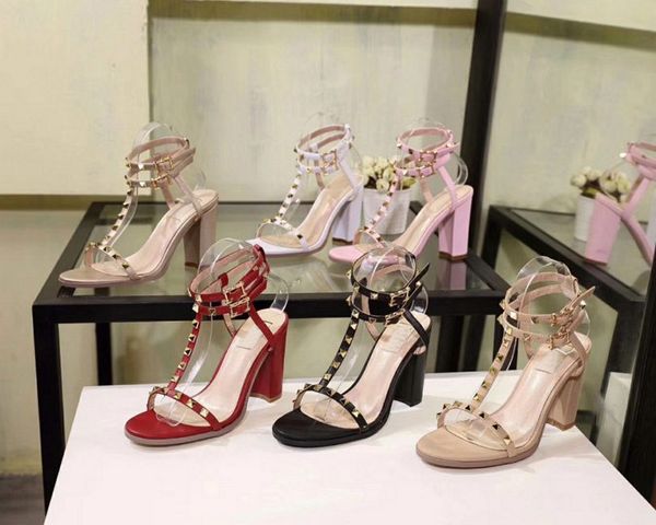 european and american style new fashion sandals thick high-heeled bright nightclub thick high heels patent leather metal rivets, Black
european and american style new fashion sandals thick high-heeled bright nightclub thick high heels patent leather metal rivets, Black