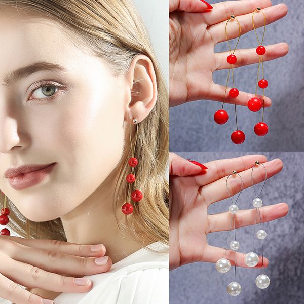 exaggerated big geometric irregular red pearl earrings for women korean fashion jewelry long tassel earrings female accessories, Silver
exaggerated big geometric irregular red pearl earrings for women korean fashion jewelry long tassel earrings female accessories, Silver