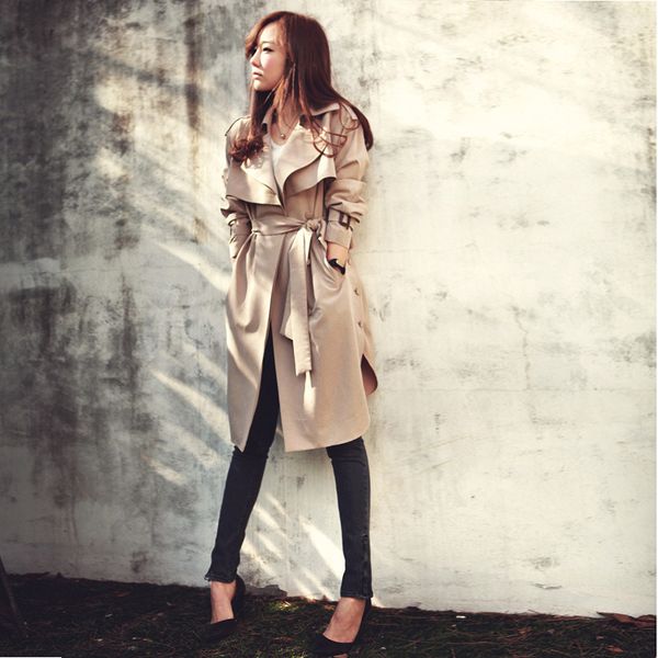 new spring fashion /casual women 's trench coat long outerwear loose clothes for lady good quality, Tan;black
new spring fashion /casual women 's trench coat long outerwear loose clothes for lady good quality, Tan;black