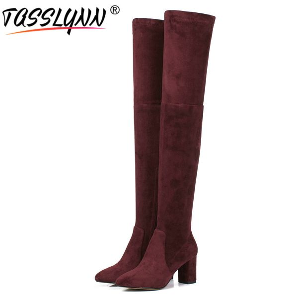 tasslynn 2018 women boots cow suede winter shoes women square heels over the knee boots round toe wedding shoes size 34-41, Black
tasslynn 2018 women boots cow suede winter shoes women square heels over the knee boots round toe wedding shoes size 34-41, Black
