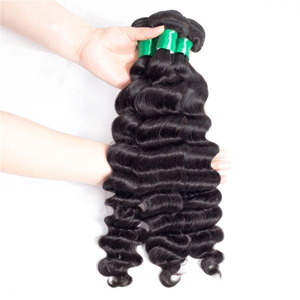 loose deep wave bundles with frontal brazilian human hair 3 bundles with 13x4 lace frontal closure natural color non remy, Black
loose deep wave bundles with frontal brazilian human hair 3 bundles with 13x4 lace frontal closure natural color non remy, Black