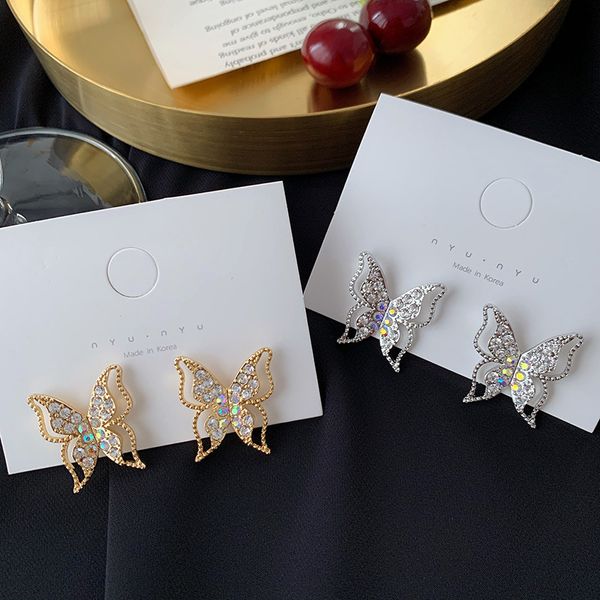fairy shiny rhinestones simulation butterfly earrings for women gold color metal hollow out insect drop dangle earrings jewelry, Silver
fairy shiny rhinestones simulation butterfly earrings for women gold color metal hollow out insect drop dangle earrings jewelry, Silver