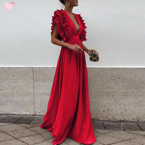 women dress red deep v neck ruffles maxi club bandage long dress party bridesmaids infinity robe longue femme, Black;gray
women dress red deep v neck ruffles maxi club bandage long dress party bridesmaids infinity robe longue femme, Black;gray