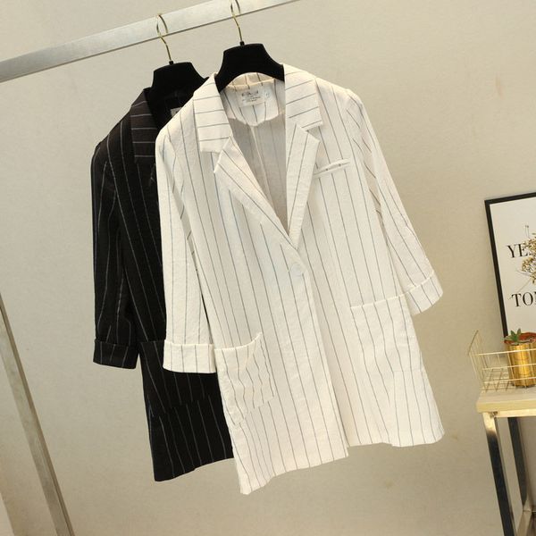 linen chiffon spring stripe suit jacke femme plus size 4xl seven sleeve casual long summer thin coat sunscreen clothing f728, Black;brown
linen chiffon spring stripe suit jacke femme plus size 4xl seven sleeve casual long summer thin coat sunscreen clothing f728, Black;brown