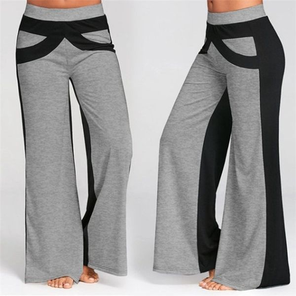 womens wide leg yoga pants loose stitching high waist sport pants ladies elastic waist designer trousers, Black;white
womens wide leg yoga pants loose stitching high waist sport pants ladies elastic waist designer trousers, Black;white