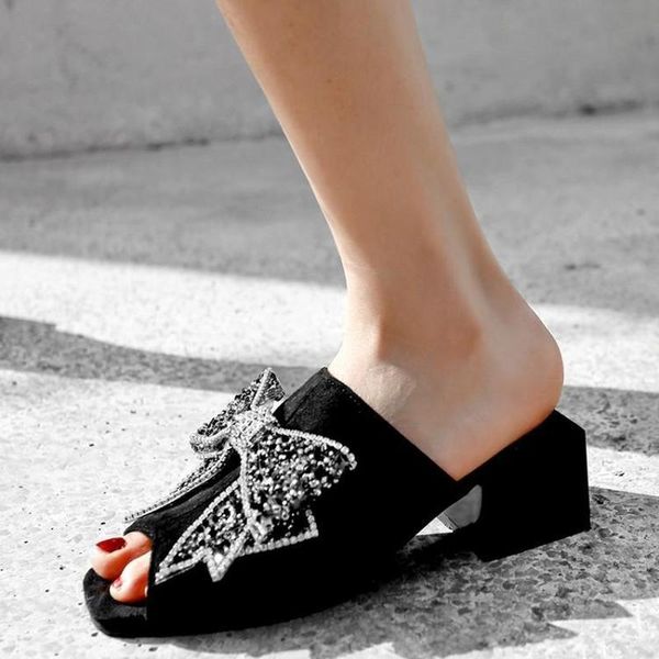 us4-11 womens peep toe rhinestones crystal big bowknot block chunky high heel slipper slides sandals shoes 2color plus size c448, Black
us4-11 womens peep toe rhinestones crystal big bowknot block chunky high heel slipper slides sandals shoes 2color plus size c448, Black