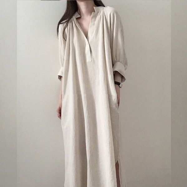lanmrem 2020 new fashion pleated v collar half sleeve split long type dress female's loose comfortable vestido yf93000, White;black
lanmrem 2020 new fashion pleated v collar half sleeve split long type dress female's loose comfortable vestido yf93000, White;black