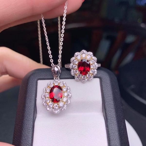natural red garnet stone jewelry sets natural gemstone ring pendant s925 silver elegant lovely round girl party gift jewelry, Black
natural red garnet stone jewelry sets natural gemstone ring pendant s925 silver elegant lovely round girl party gift jewelry, Black