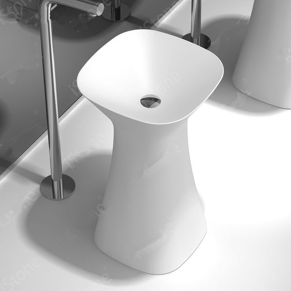 

490x490x830mm ванная комната круглая отдельно стоящая раковина модный гардероб кориан тщеславие умывальник твердая поверхность смолы пьедест