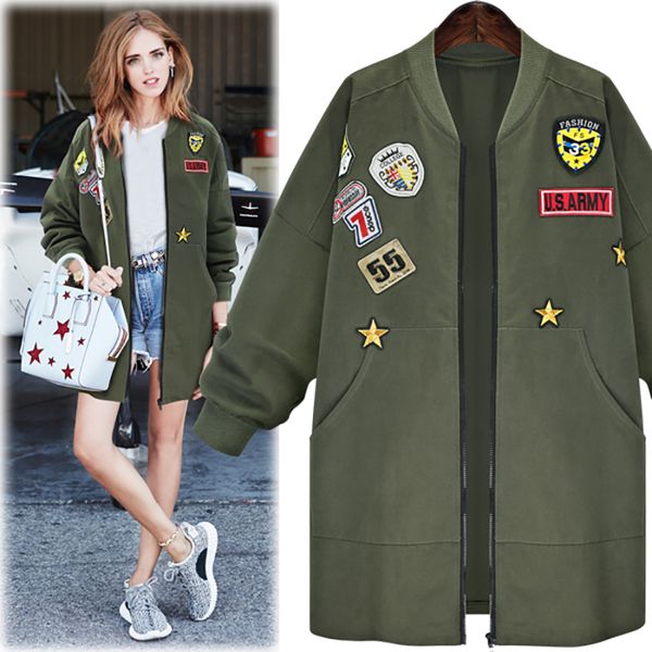 autumn women loose mid-length zip coat cardigan personalized patch jackets large size causal coat, Black
autumn women loose mid-length zip coat cardigan personalized patch jackets large size causal coat, Black