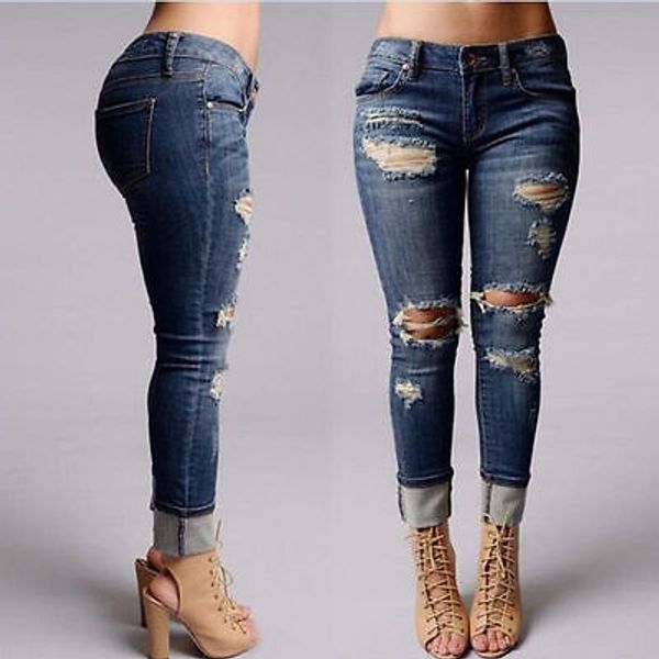new women trousers destroyed ripped distressed slim full length hole casual pencil pants boyfriend jeans, Blue
new women trousers destroyed ripped distressed slim full length hole casual pencil pants boyfriend jeans, Blue